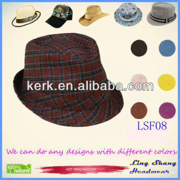 LSF08 Ningbo Lingshang 2014 Wholesale Short Brim Cotton Fedora custom bucket hat